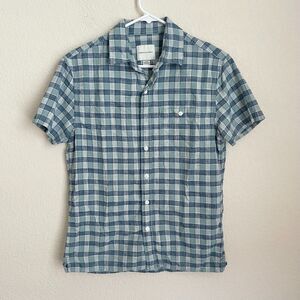 American Eagle Outfitters Mens Shirt XS Blue Green Plaid Casual Button Up Top